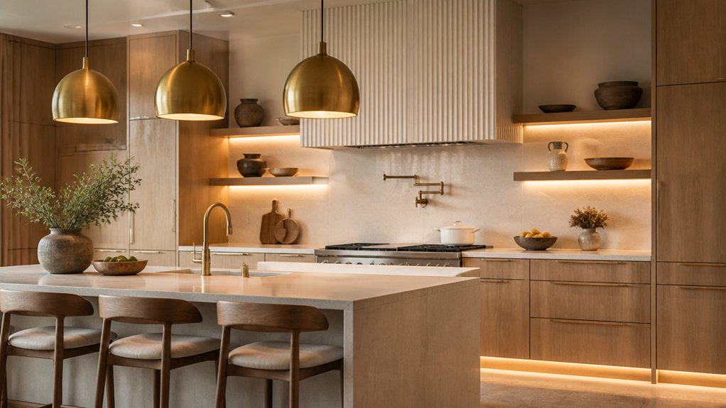 layered statement kitchen lighting