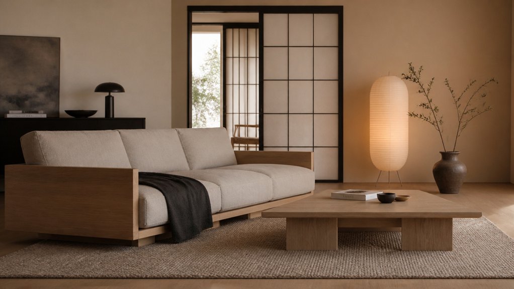 Japandi living room simple functional warm elegance